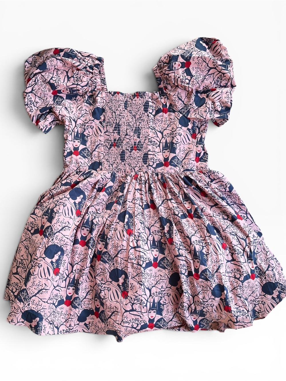 Disney Snow White & The Evil Queen Graphic Print Pink Puff Sleeve Dress 1X - Picture 7 of 7